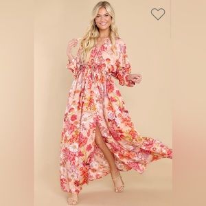 Pink floral maxi dress